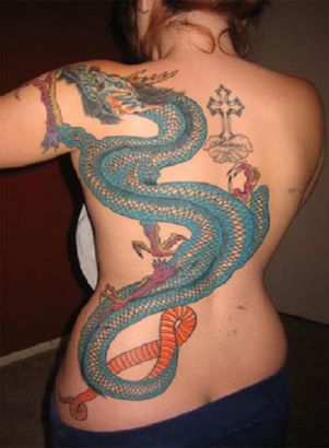 Chinese Dragon Pic Of Tattoo On Back Of Girl